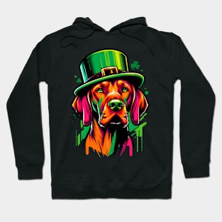 Vizsla in Leprechaun Hat Celebrates St Patrick's Day Hoodie